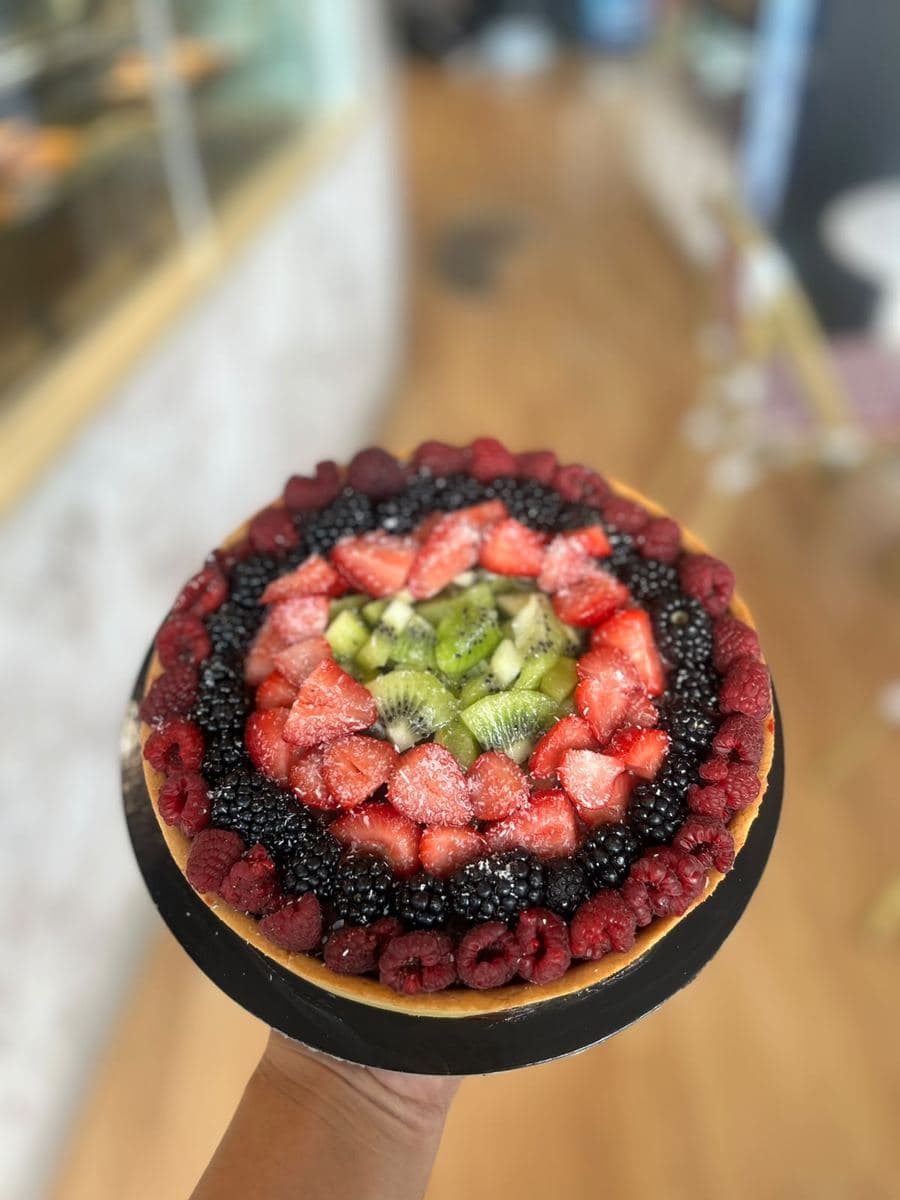 Tart topped with fresh berries